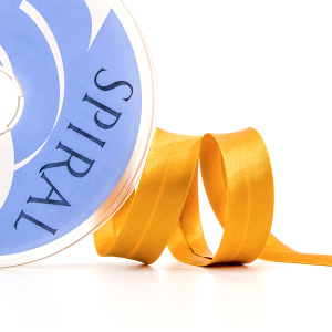 Косая бейка атласная 20 мм, 25 м, цвет 37, горчица. Арт 6260-20мм-37            