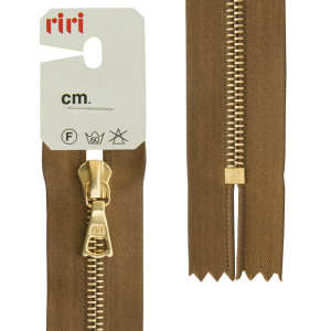 Молния металл, Gold, неразъёмная, на атласной тесьме, 4 мм, 18 см, цвет 2223, светло-коричневый. Арт 3403223/18/2223         