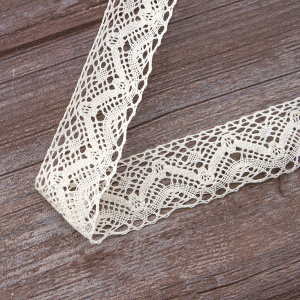 Мерсеризованное хлопковое кружево, 39 мм, шампань. Арт 2144/72