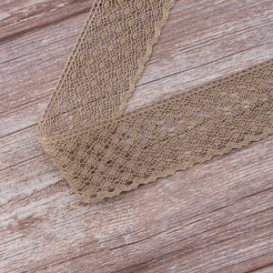 Мерсеризованное хлопковое кружево, 50 мм, цвет темно-бежевый. Арт 2040/5T