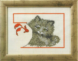 Набор для вышивания "Котенок с рыбкой". Арт 92-0143                 