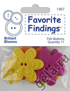 Пуговицы из войлока Favorite Findings Felt "Сияющие цветы". Арт 550001407                