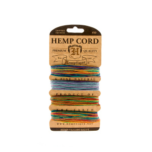 Шнуры на блистере HEMPTIQUE #10 - 0,5 мм, 4 цвета по 12,8 м. Арт HC10VAR2                