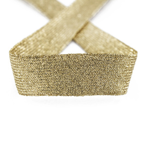 Тесьма PEGA уплощенная с люрексом, цвет золотой, 22,5 мм. Арт 881113961X7000          