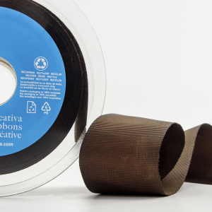 Лента репсовая SAFISA, 50 мм, 25 м, цвет 17 коричневый темный. Арт 350-50мм-17