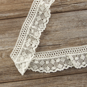 Мерсеризованное хлопковое кружево, 65 мм, цвет белый. Арт 2216/01