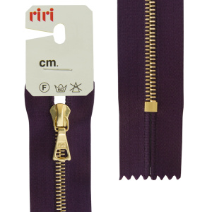 Молния металл, Gold, неразъёмная, на атласной тесьме, 4 мм, 18 см, цвет 2510, фиолетовый темный. Арт 3403223/18/2510         