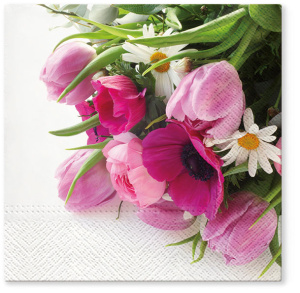 Салфетки трехслойные для декупажа, коллекция "Lunch"  TETЕ a TETE "Розовый букет" . Арт TL332000