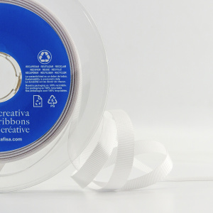 Лента репсовая SAFISA, 10 мм, 25 м, цвет 02 белый. Арт 350-10мм-02