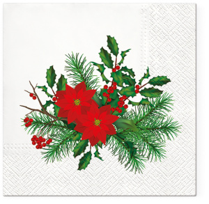 Салфетки трехслойные для декупажа, коллекция "Lunch"  TETЕ a TETE "Пуансеттия" . Арт TL687000