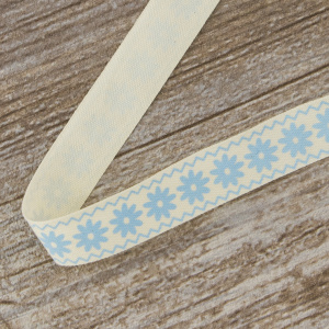 Лента хлопковая на картонной мини- катушке "Цветы и зиг-заги". Арт VR15.052