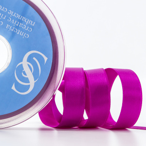 Лента атласная двусторонняя SAFISA, 15 мм, 25 м, цвет 82, пурпурный. Арт 110-15мм-82             