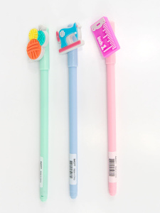 Ручки гелевые 0,5 мм, 3 швейных дизайна, цвет чернил черный. Арт N4377/1