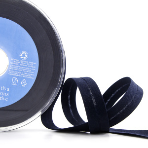 Косая бейка хлопок/полиэстер 20 мм, 25 м, цвет 72, черно-синий. Арт 6120-20мм-72            