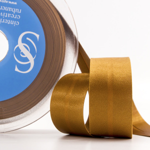 Косая бейка атласная 30 мм, 25 м, цвет 44, бронзовый. Арт 6260-30мм-44            