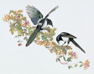 Набор для вышивания "Сороки", канва лён 36 ct. Арт 1075                    