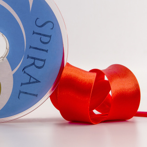 Косая бейка атласная 30 мм, 25 м, цвет 61, алый. Арт 6260-30мм-61            