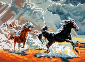 Канва жесткая с рисунком "Мустанги". Арт C.938                   