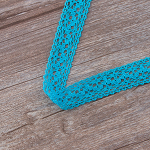 Мерсеризованное хлопковое кружево, 20 мм, цвет бирюзовый. Арт 3037/15                 