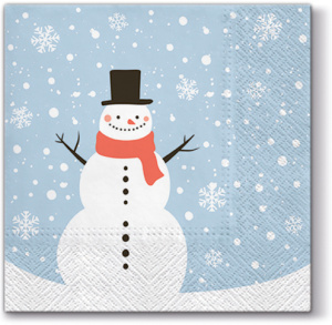 Салфетки трехслойные для декупажа, коллекция "Lunch"  TETЕ a TETE "Счастливый снеговик" . Арт TL827000