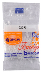 Бисер Preciosa №10, 5 г., цвет №02090 белый алебастр. Арт G 02090