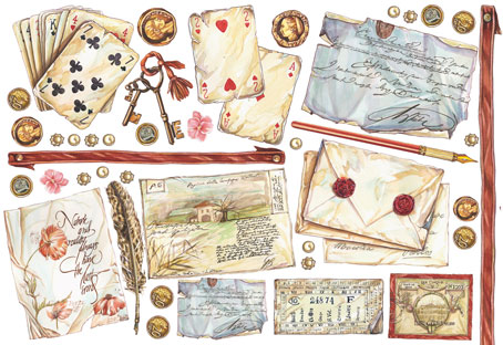 Бумага упаковочная "Игральные карты ", рисовая, 48 х 33 см. Арт DFS184                  