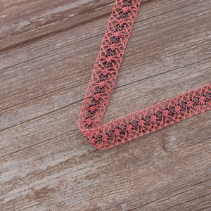 Мерсеризованное хлопковое кружево, 20 мм, цвет пыльно-розовый с цветом морской волны. Арт 1825/R5                 