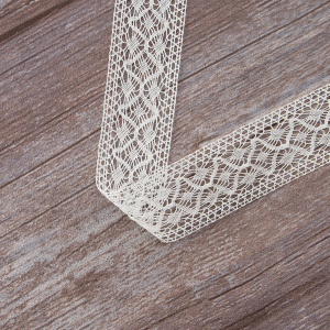 Мерсеризованное хлопковое кружево, 30 мм, цвет шампань. Арт 2026/72