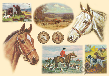 Бумага упаковочная "Лошади", рисовая, 48 х 33 см. Арт DFS146                  