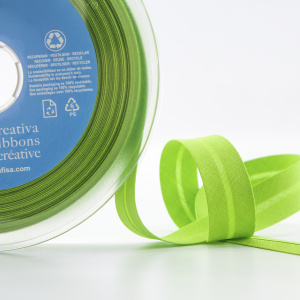 Косая бейка хлопок/полиэстер 20 мм, 25 м, цвет 118, лайм . Арт 6120-20мм-118           