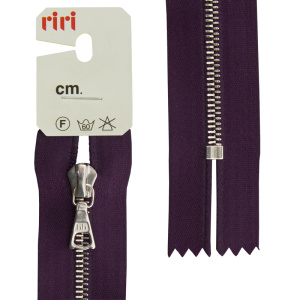 Молния металл, Ni, неразъёмная, на атласной тесьме, 4 мм, 16 см, цвет 2510, темно-фиолетовый. Арт 3412224/16/2510         