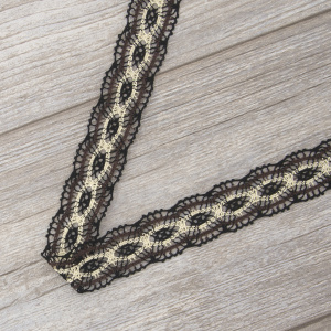 Мерсеризованное хлопковое кружево, 33 мм, цвет тёмно-бежевый. Арт 2205/2T