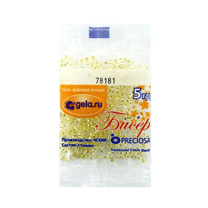Бисер Preciosa №10, 5 г., цвет №78181 светло-желтый с серебряным прокрасом. Арт G 78181