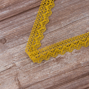 Мерсеризованное хлопковое кружево, 25 мм, цвет горчичный. Арт 3207/62                 