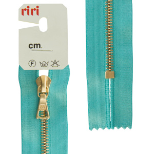 Молния металл, Gold, неразъёмная, на атласной тесьме, 4 мм, 18 см, цвет 5859, бирюзовый. Арт 3403223/18/5859         