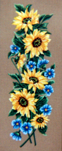 Канва жесткая с рисунком "Подсолнухи с васильками", 2картинки. Арт 18.625                  