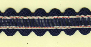 Тесьма декоративная, 27 мм, джинс с двойным вьюнком. Арт 13407/1