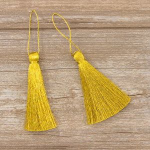 Кисть декоративная на шнуре, длина 100 мм, цвет золотой. Арт KYL - 03-col.Golden