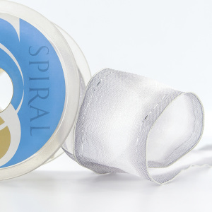 Лента органза с рисунком с проволокой по краю SAFISA, цвет серый, 50 мм, 15 м. Арт 25167-50мм-02            