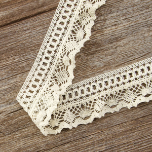 Мерсеризованное хлопковое кружево, 48 мм, цвет шампань. Арт 2215/72