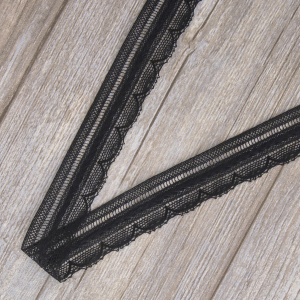 Мерсеризованное хлопковое кружево, 33 мм, цвет чёрный. Арт 2177/14