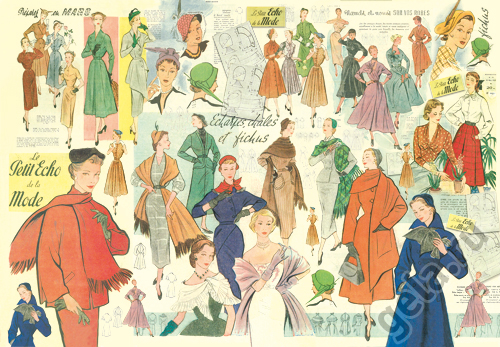 Бумага упаковочная "Старинные модели", рисовая, 48 х 33 см. Арт DFS121                  