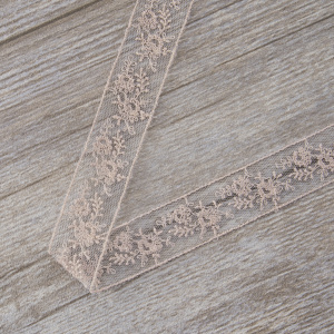 Вышивка на тюле, 23 мм, цвет розовый. Арт I647/F3