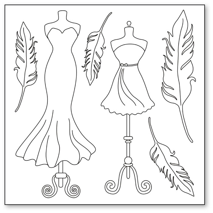 Салфетка рисовая с контуром, "Манекены и перья". Арт DFTM06