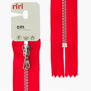 Молния металл, Ni, неразъёмная, на атласной тесьме, 4 мм, 16 см, цвет 9426, ярко-красный. Арт 3412224/16/9426         