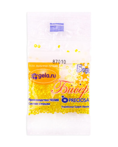 Бисер Preciosa №10, 5 г., цвет №87010 желтый с серебряным прокрасом блестящий. Арт G 87010
