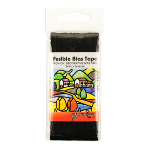 Косая бейка для пэчворка с клеевой основой, 6 мм, цвет черный. Арт ER519.BLACK             