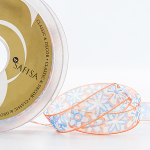 Лента органза с напечатанным рисунком SAFISA, 15 мм, 15 м, цвет 01. Арт 25253-15мм-01           