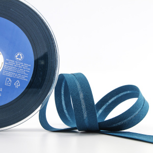 Косая бейка хлопок/полиэстер 20 мм, 25 м, цвет 79, морская волна. Арт 6120-20мм-79            