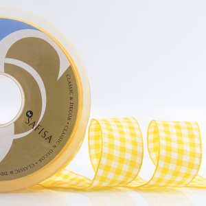 Лента с рисунком клетка SAFISA, 25 мм, 25 м, цвет 22, желтый. Арт 469-25мм-22             